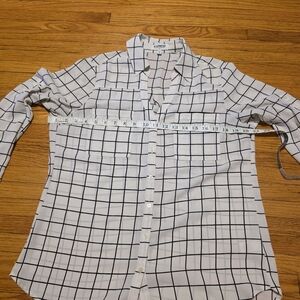 Express White Button-Down with Black Windowpane Grid